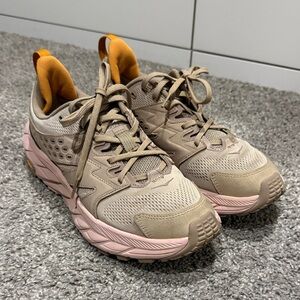 Hoka Women's Athletic Shoes in Tan and Pink
